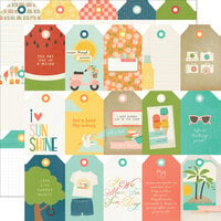 Simple Stories - Summer Snapshots Collection - 12 x 12 Double Sided Paper - Tags Elements