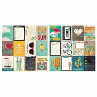 Simple Stories - I Heart Summer Collection - 12 x 12 Double Sided Paper - 3 x 4 Journaling Card Elements