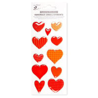 Little Birdie Crafts - Self Adhesive Embellishments - Tangerine Hearts