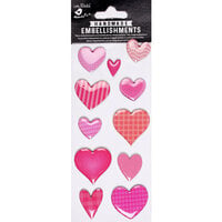 Little Birdie Crafts - Self Adhesive Embellishments - Pink Hearts