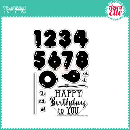 Avery Elle - Clear Photopolymer Stamps - Numbered Balloons