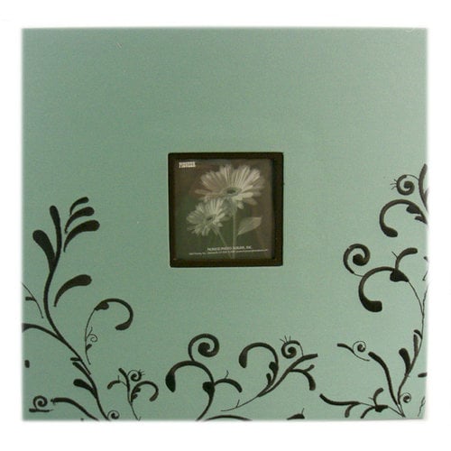 Pioneer 12 x 12-Inch Scroll Embroidery Fabric Post Bound Album, Aqua with Brown
