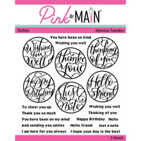 Pink and Main - Cheerfoil Collection - Adhesive Transfer Stickies - Circle Sentiments