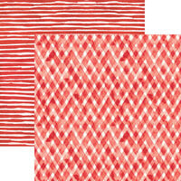 Paper House Productions - 12 x 12 Double Sided Paper - Red Watercolor Plaid and Stripes