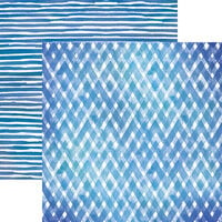 Paper House Productions - 12 x 12 Double Sided Paper - Blue Watercolor Plaid and Stripes