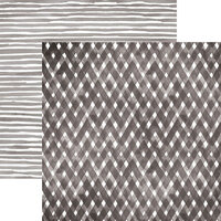 Paper House Productions - 12 x 12 Double Sided Paper - Black Watercolor Plaid and Stripes