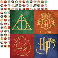Paper House Productions - Harry Potter Collection - 12 x 12 Double Sided Paper with Foil Accents - Harry Potter - Icons