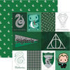 Paper House Productions - Harry Potter Collection - 12 x 12 Double Sided Paper with Foil Accents - Harry Potter Slytherin - Tags
