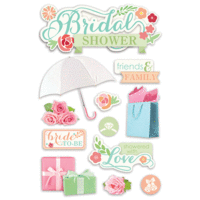 Paper House Productions - 3 Dimensional Stickers with Epoxy and Glitter Accents - Bridal Shower