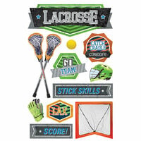 Paper House Productions - 3 Dimensional Stickers with Foil and Netting Accents - Lacrosse