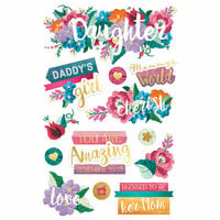 Paper House Productions - 3 Dimensional Cardstock Stickers - Daughter with Foil Accents