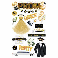 Paper House Productions - 3 Dimensional Cardstock Stickers - Prom with Glitter Accents