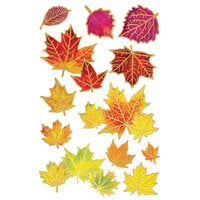 Paper House Productions - 3 Dimensional Layered Cardstock Stickers - Fall Leaves with Foil Accents