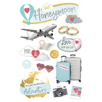 Paper House Productions - 3 Dimensional Layered Cardstock Stickers - Our Honeymoon with Foil and Glitter Accents