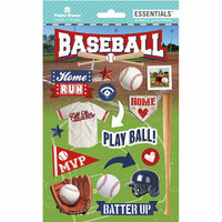 Paper House Productions - Destinations and Essentials Collection - Cardstock Stickers with Foil and Glitter Accents - Baseball