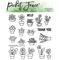 Picket Fence Studios - Clear Photopolymer Stamps - Wreath Building - Potted Plants