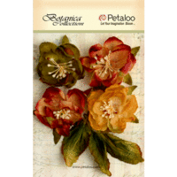 Petaloo - Botanica Collection - Floral Embellishments - Blooms - Cranberry Amber and Orange