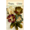 Petaloo - Botanica Collection - Floral Embellishments - Blooms - Grey Blue Purple and Green