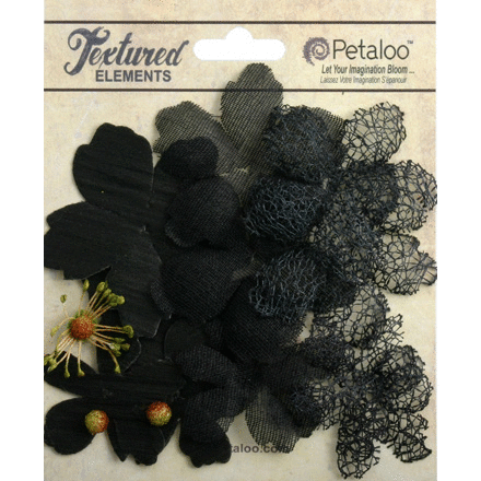 Petaloo - Textured Collection - Mixed Layering Flowers - Black