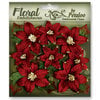 Petaloo - Chantilly Collection - Velvet Floral Embellishments - Poinsettias - Red
