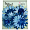 Petaloo - Flora Doodles Collection - Layering Fabric Flowers - Daisies - Dark Blue and Blue