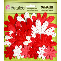 Petaloo - Flora Doodles Collection - Embossed Mulberry Flowers - Daisies - Red