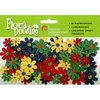 Petaloo - Flora Doodles Collection - Handmade Paper Flowers - Jeweled Florettes - Red Yellow Dark Blue and Green, CLEARANCE