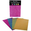 Petaloo - Glitter Paper Sheets - Fuchsia Blue Green and Yellow, CLEARANCE