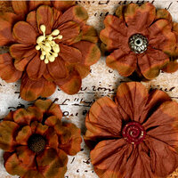 Petaloo - Darjeeling Collection - Floral Embellishments - Brown