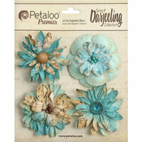 Petaloo - Printed Darjeeling Collection - Floral Embellishments - Wild Blossoms - Large - Aqua