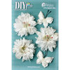 Petaloo - DIY Paintables Collection - Floral Embellishments - Mums and Butterflies - White