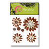 Petaloo - Sunken Treasure Collection -  Flowers - Double Delight Peel and Stick - 4 Flowers - Tan and Brown