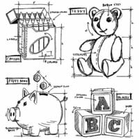 Stampers Anonymous - Tim Holtz - Cling Mounted Rubber Stamp Set - Childhood Blueprint