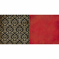 Teresa Collins - World Traveler Collection - 12 x 12 Double Sided Paper - Black Damask