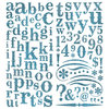 Pink Paislee - Expressions Collection - Glitter Chipboard Alphabet Stickers - Berry Blue