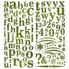 Pink Paislee - Expressions Collection - Glitter Chipboard Alphabet Stickers - Limeade