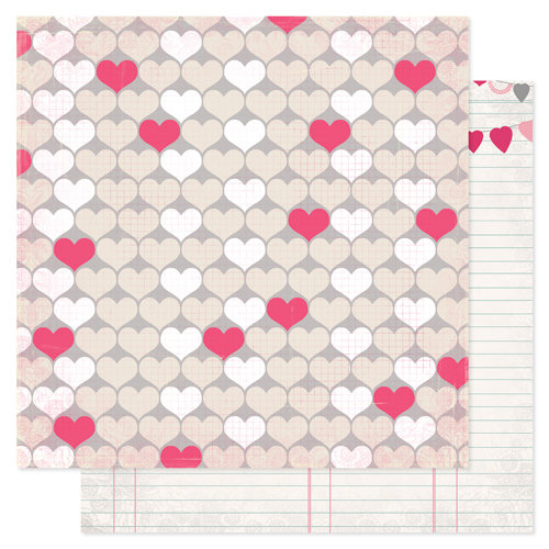 Pink Paislee - Secret Crush Collection - 12 x 12 Double Sided paper - Heartbeat