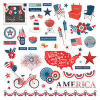 PhotoPlay - America The Beautiful Collection - 12 x 12 Cardstock Stickers - Elements