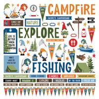 PhotoPlay - Tulla and Norbert's Camping With My Gnomies - 12 x 12 Cardstock Stickers - Elements