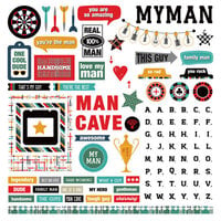 PhotoPlay - You're The Man Collection - 12 x 12 Cardstock Stickers - Elements