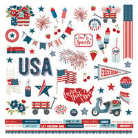 PhotoPlay - Stars And Stripes Collection - 12 x 12 Cardstock Stickers - Elements