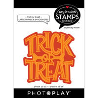 PhotoPlay - Say It With Stamps Collection - Halloween - Etched Dies - Trick or Treat - Large Phrase