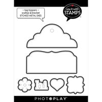 Photoplay - Say It With Stamps Collection - Etched Dies - Tag Toppers - Scallops And Brackets