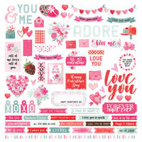 PhotoPlay - Smitten Collection - 12 x 12 Cardstock Stickers - Elements