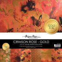 Paper Rose - 12 x 12 Collection Pack - Crimson Rose - Gold