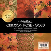 Paper Rose - 6 x 6 Collection Pack - Crimson Rose - Gold