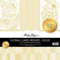 Paper Rose - 12 x 12 Collection Pack - Floral Card Fronts - Gold Foil