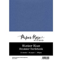 Paper Rose - A5 Shimmer Cardstock - Winter Blue - 10 Pack