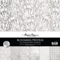 Paper Rose - 12 x 12 Collection Pack - Blooming Proteas - Silver Foil