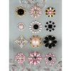 Prima - Say It In Studs Collection - Self Adhesive Jewel Art - Bling - Flower Centers - Black Pink and Pearl, BRAND NEW